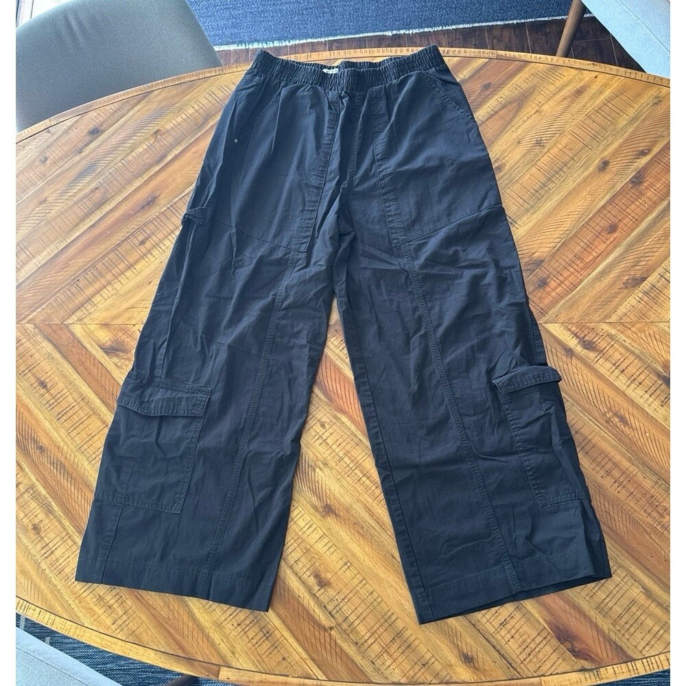 Cotton On Black Wide Leg Cargo Capri Cropped Pants Womens Size 6 Y2K